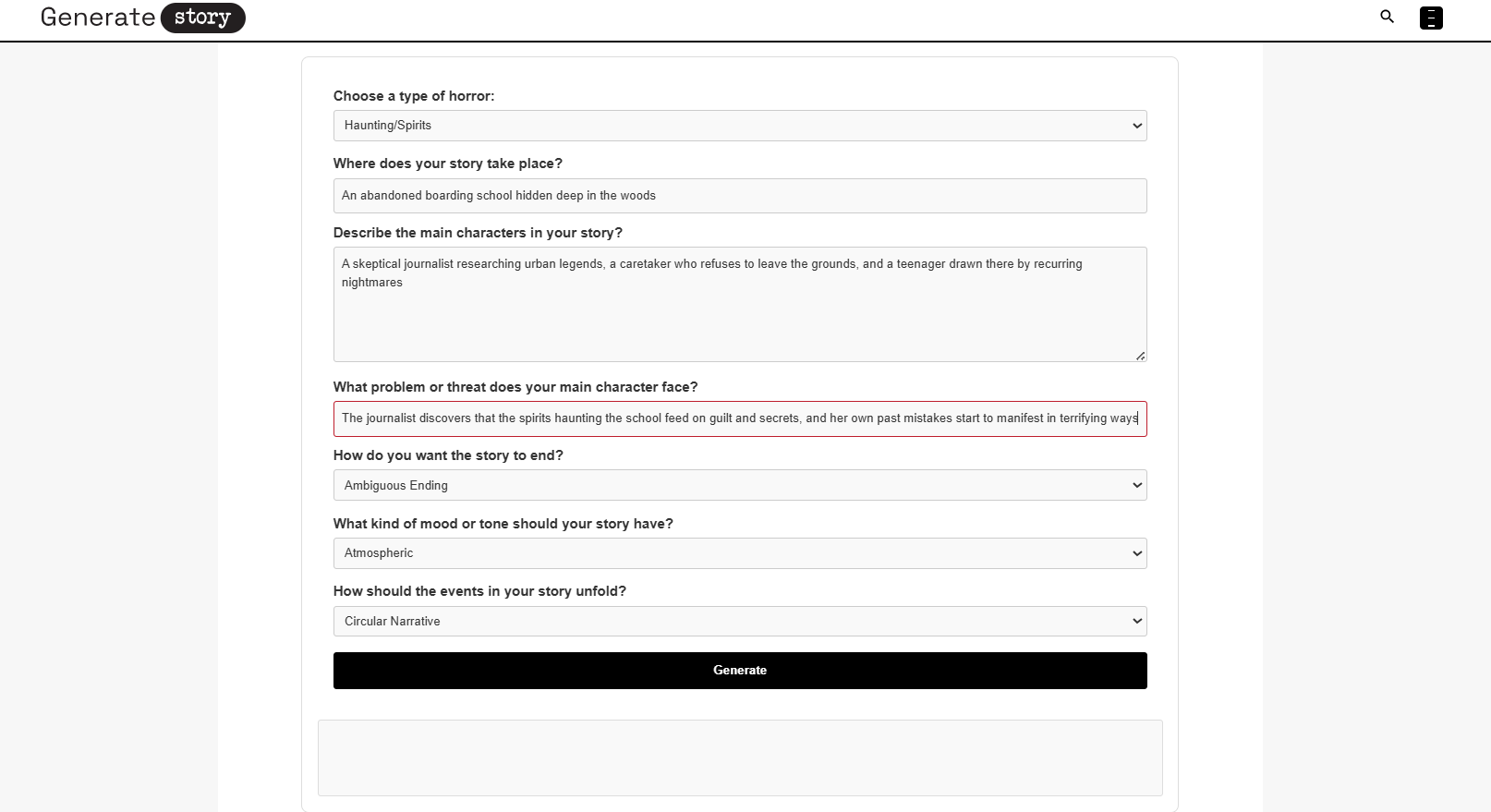 Horror Plot Generator [Free, Unlimited] - Generate Story