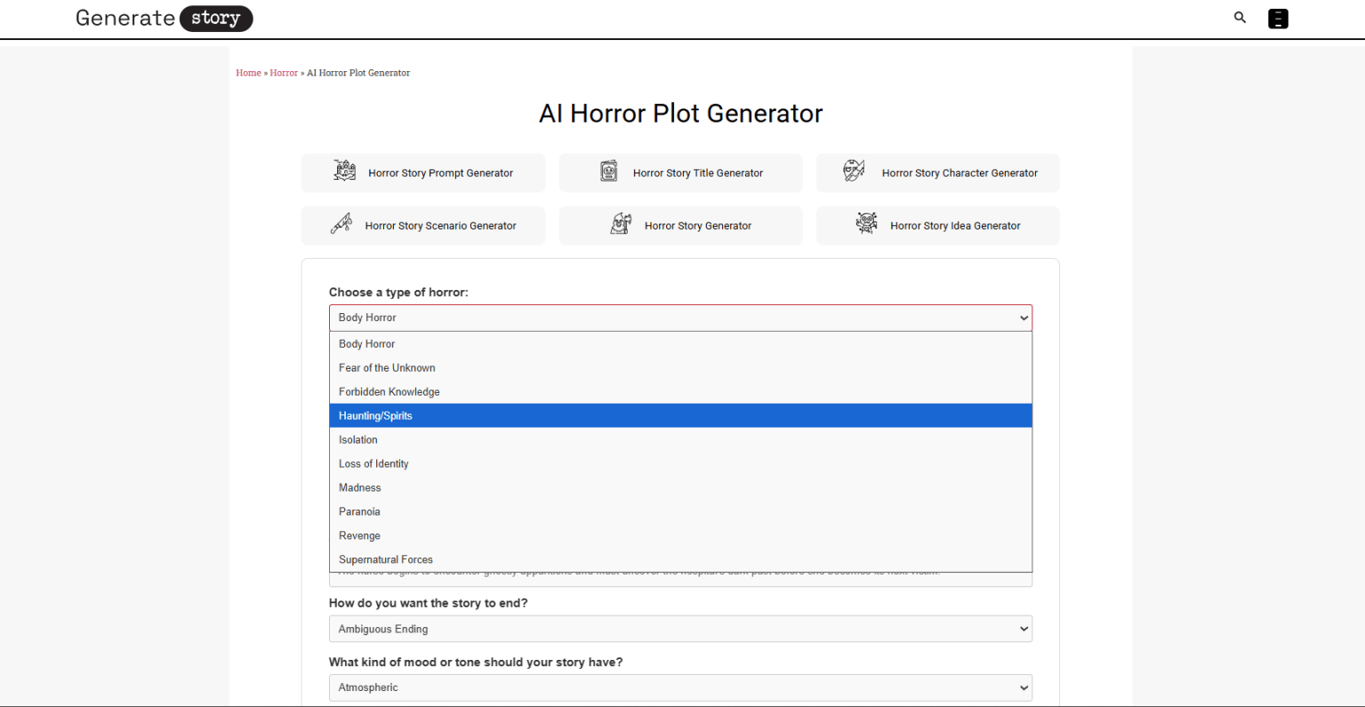 Horror Plot Generator [Free, Unlimited] - Generate Story