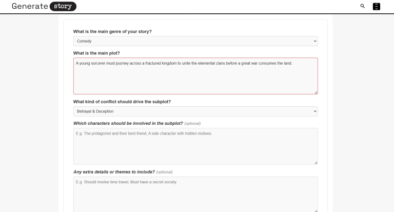 Subplot Generator [Free, Unlimited] - Generate Story