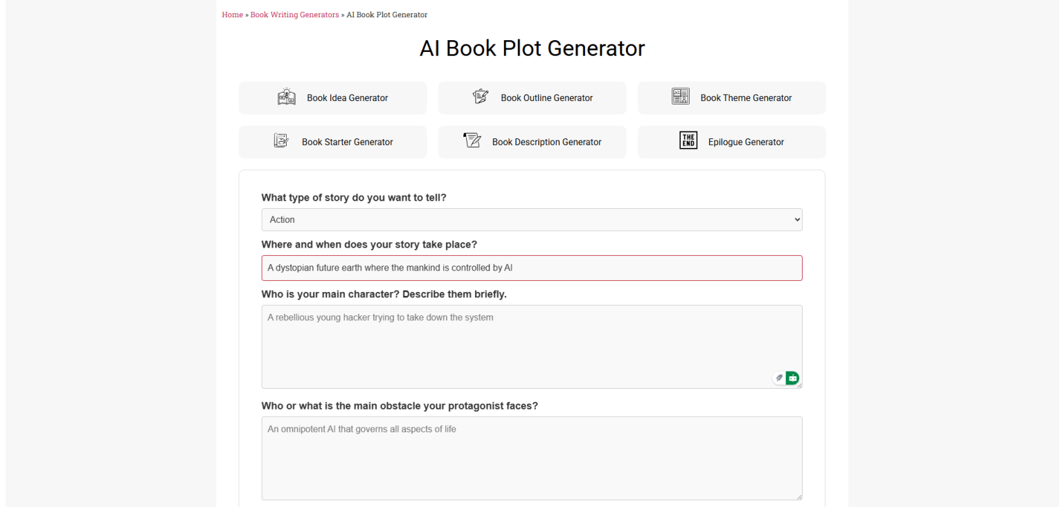 Book Plot Generator [Free, Unlimited]