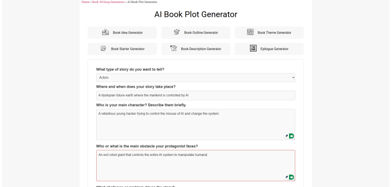 Book Plot Generator [Free, Unlimited]