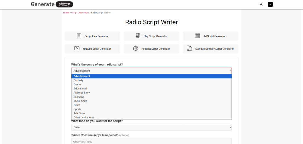 Setting the Genre of your Radio Script