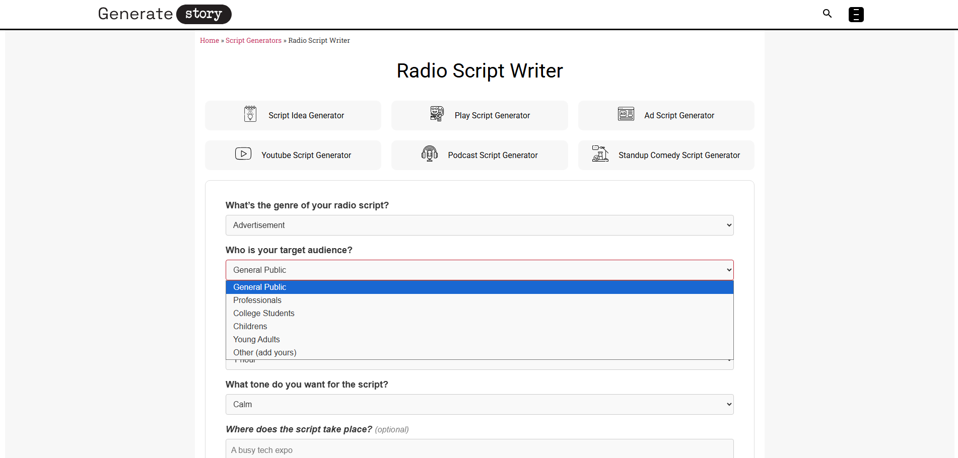 Radio Script Writer [Free, Unlimited] - Generate Story