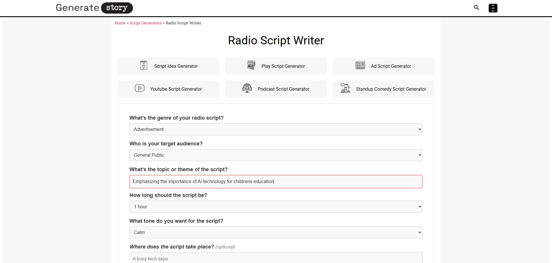 Radio Script Writer [Free, Unlimited] - Generate Story