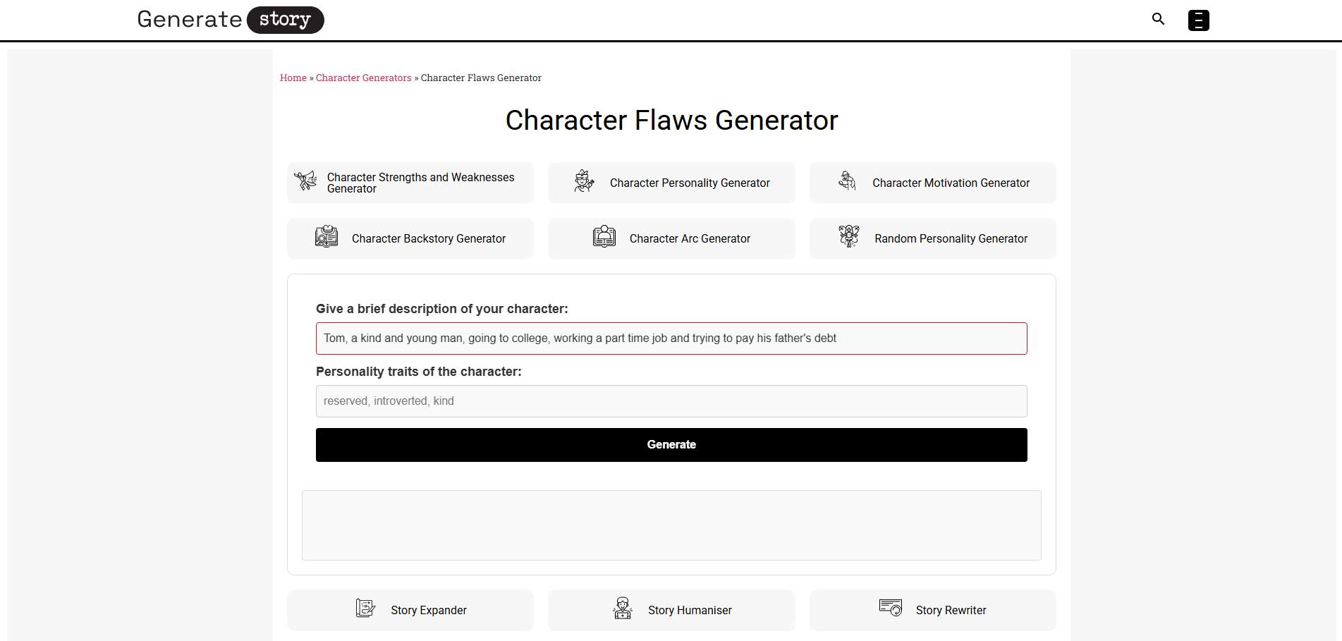 Character Flaws Generator [Free, Unlimited]