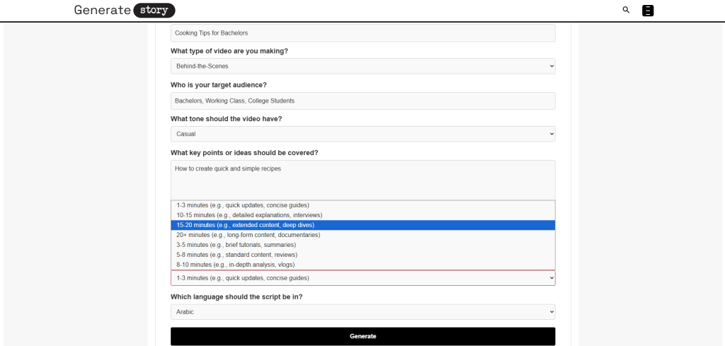 Configure Engagement Elements in the YouTube Script Generator