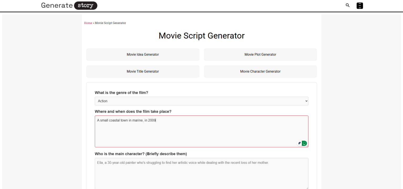 Movie Script Generator Free Ai Powered Generate Story